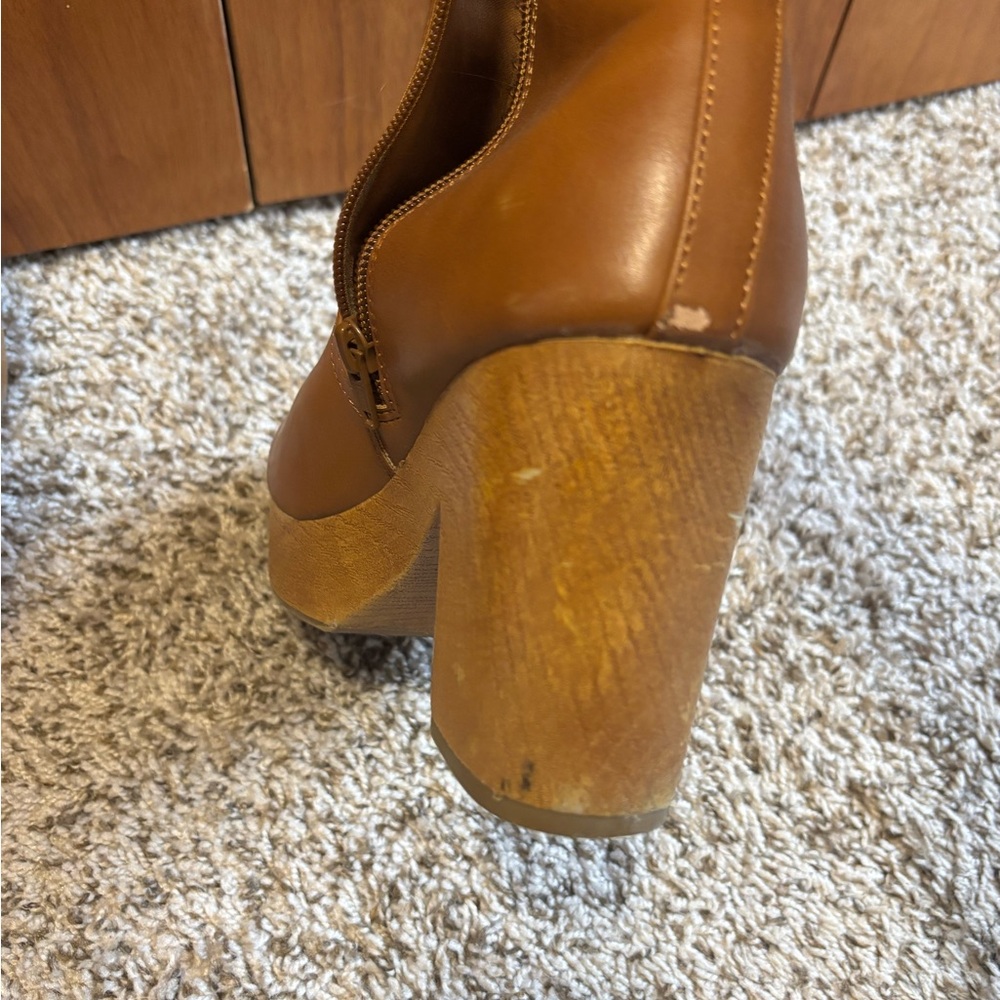 Platform Brown Heeled Boots - Picture 3 of 5